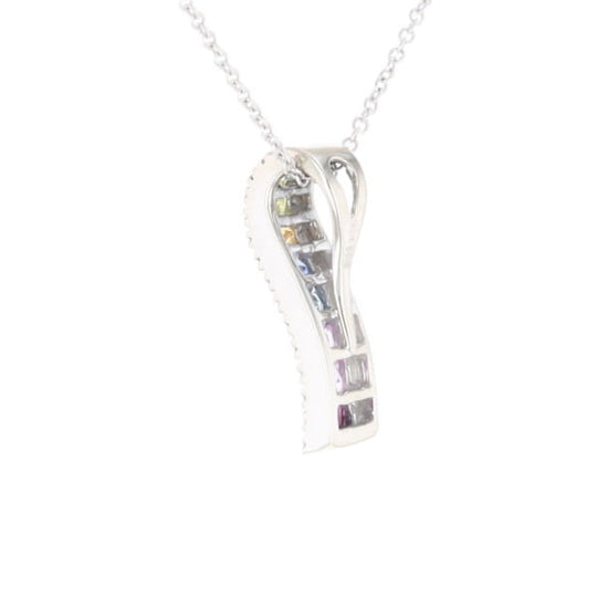 Multi-color Sapphire Necklace with Diamond Accents