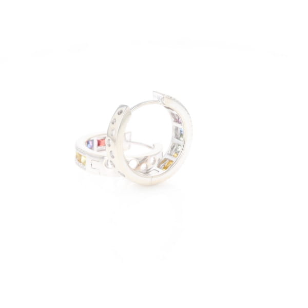 Multi-color Sapphire Hoop Earrings with Diamond Accents