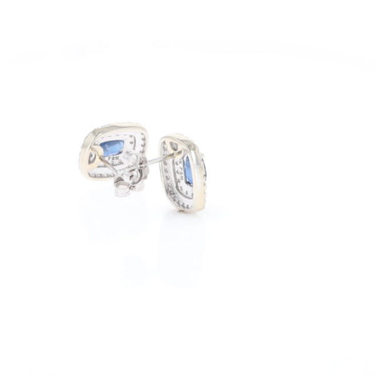 Double Halo Sapphire Earrings