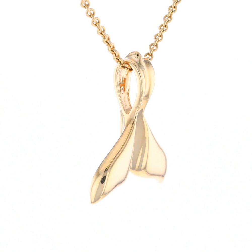 Whale Tail Necklaces Gold Quartz Double Sided Inlaid Sea Life Pendant