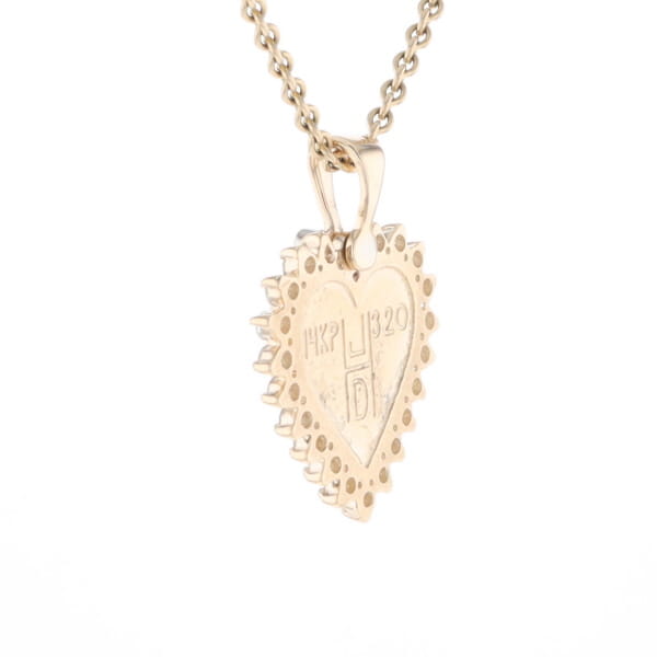 Gold Quartz Heart Shape Inlaid .55Ctw Diamond Pendant