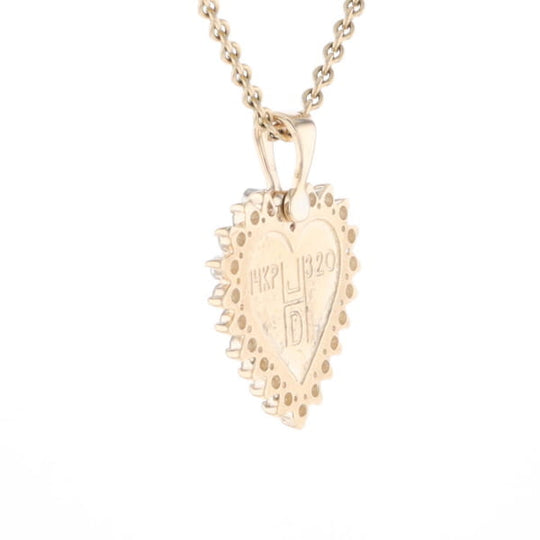 Gold Quartz Heart Shape Inlaid .55Ctw Diamond Pendant