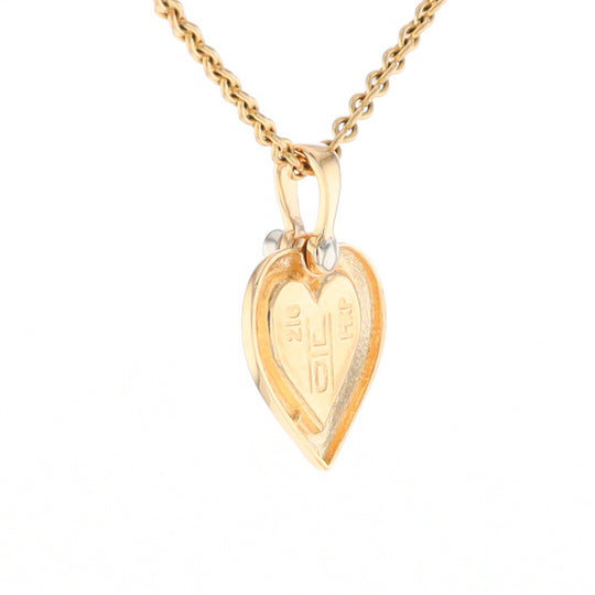 Gold Quartz Heart Shape Inlaid Pendant with .02ct Diamond