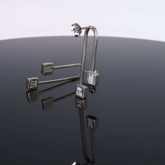Opal Earrings Curved Bar Double Square Inlaid Ends Design Studs