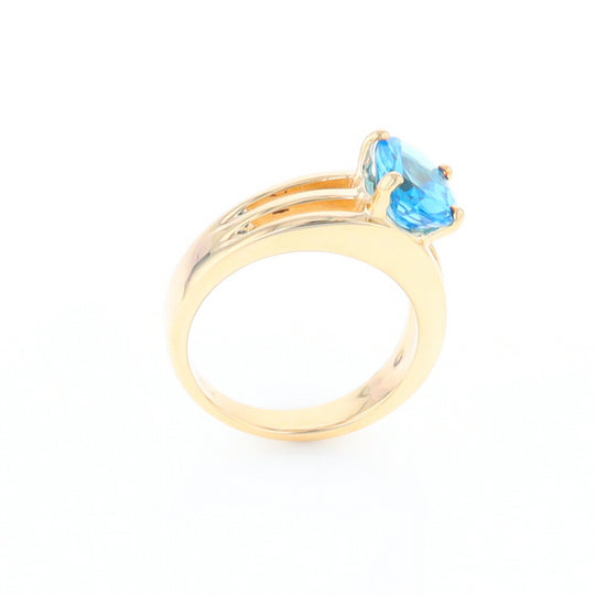 Split Shank Oval Blue Topaz Ring