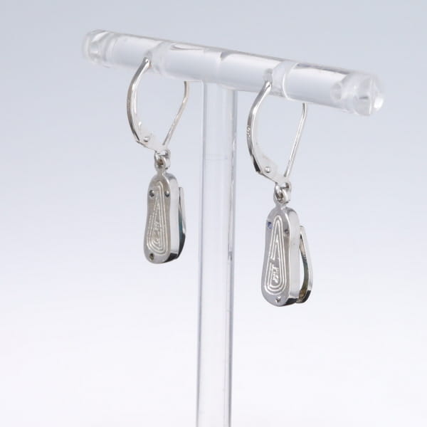 Opal Earrings Sandal Inlaid Design Lever Backs