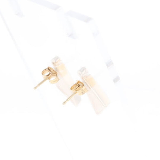 Gold Quartz Earrings Triangle Shape Inlaid with .04ct Round Diamonds - G2