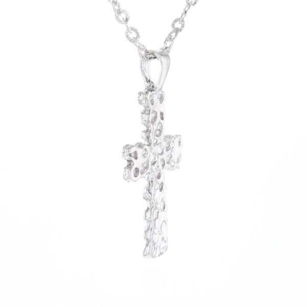 Sterling Silver Nugget Pattered Cross Necklace