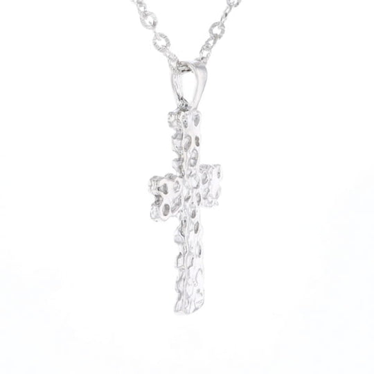 Sterling Silver Nugget Pattered Cross Necklace