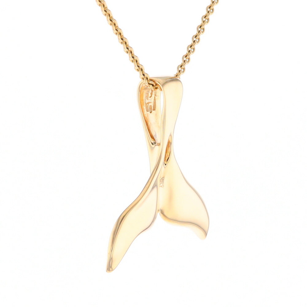 Whale Tail Natural Gold Quartz Single Side Inlaid Pendant