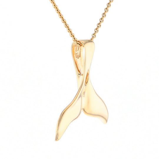 Whale Tail Natural Gold Quartz Single Side Inlaid Pendant