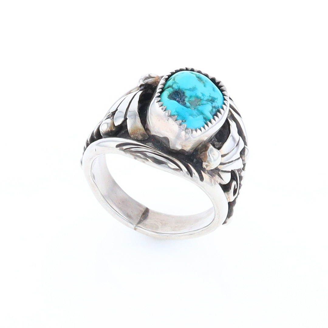 Navajo Turquoise and Feather Design Ring