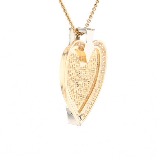 Gold Quartz Necklace Cupid's Revenge 2.24ctw Diamonds Heart Pendant