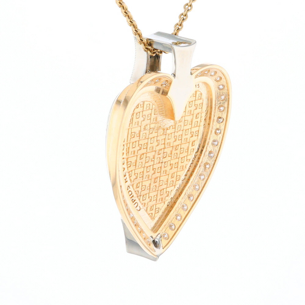 Gold Quartz Necklace Cupid's Revenge 2.24ctw Diamonds Heart Pendant (G1)