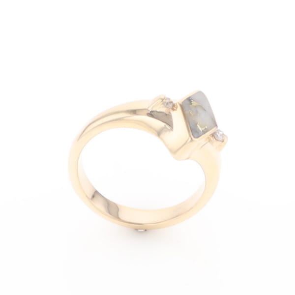 G2 Gold Quartz Ring Diamond Shape Inlaid with 0.05ctw Round Diamonds