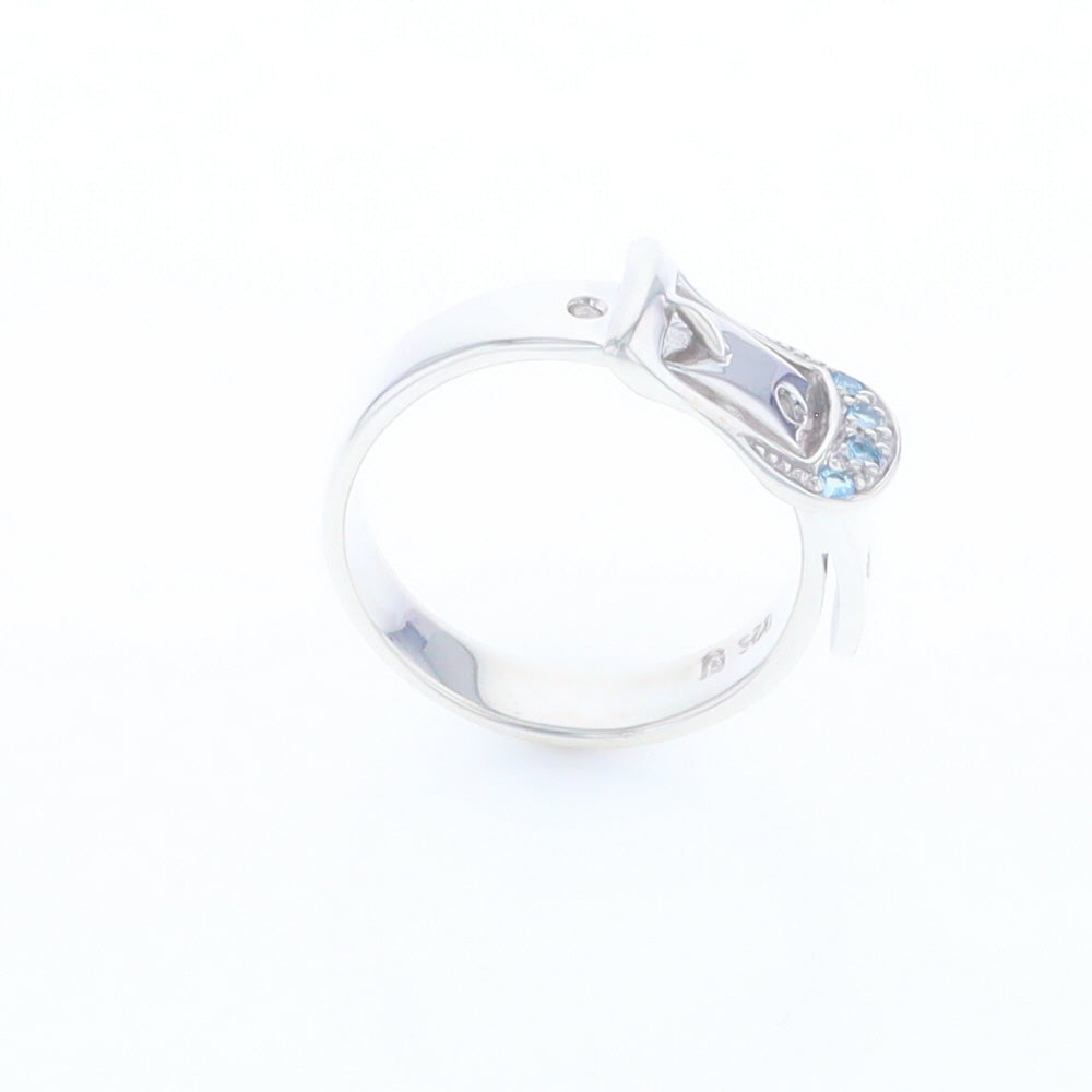 Silver Blue Topaz Belt Ring