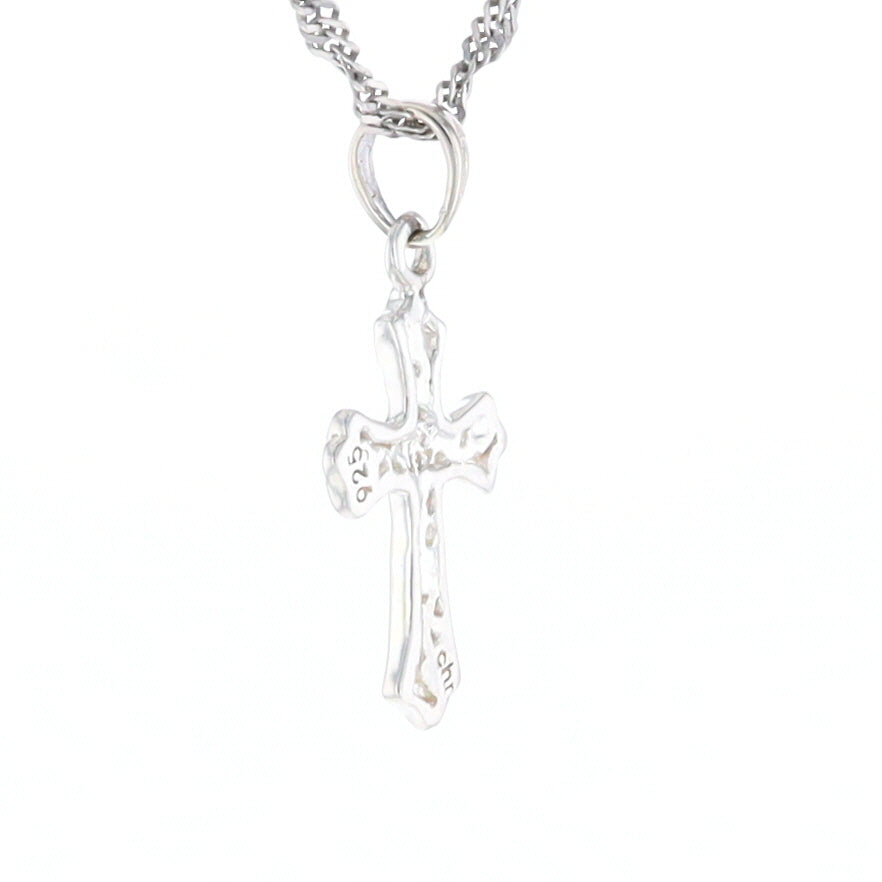 Sterling Silver Flower Cross Pendant