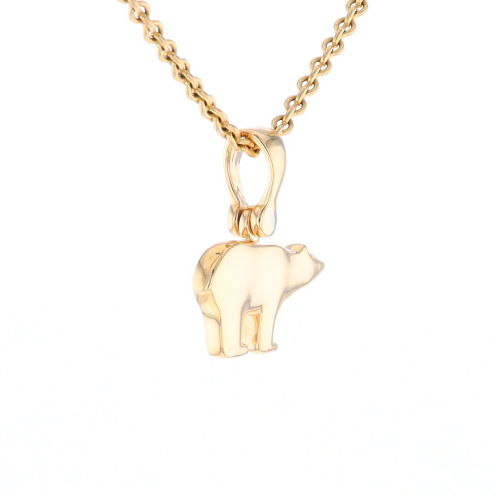 Gold Quartz Inlaid Polar Bear Pendant