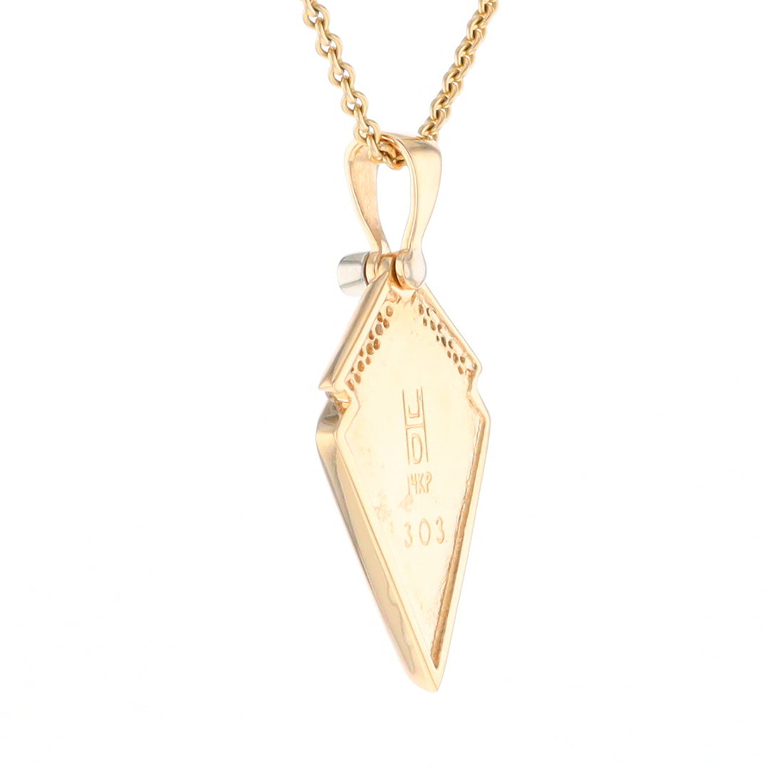 Gold Quartz Kite Shape Inlaid Pendant with 0.19ctw Diamonds (G1)