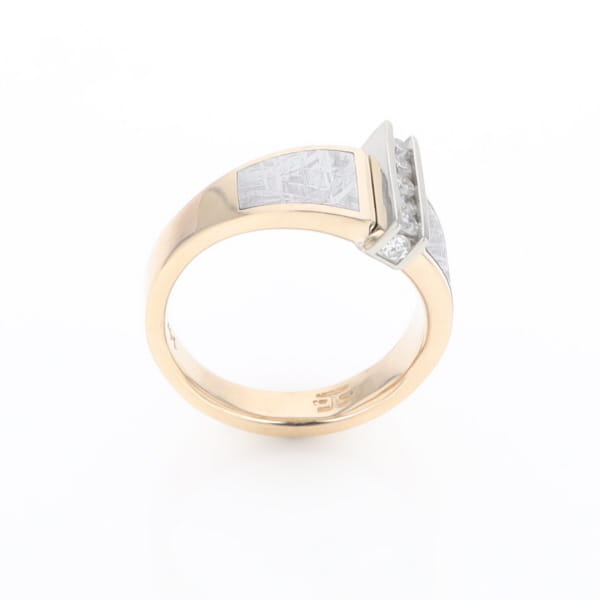 Meteorite Ring Double Sided Inlaid Design with .23ctw Diamonds
