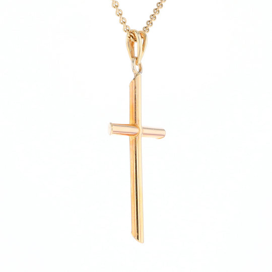 Beveled Edge Tube Cross Pendant