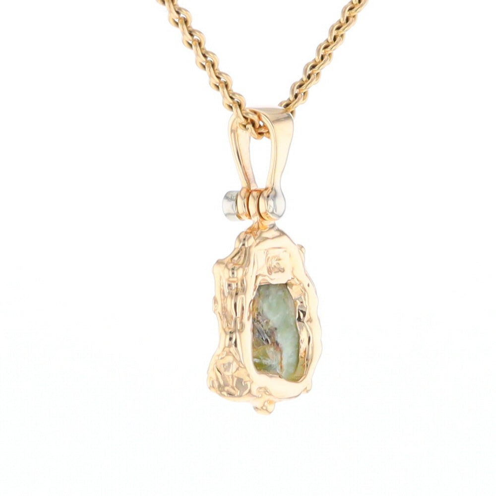Serpentine & Gold Quartz Freeform Pendant
