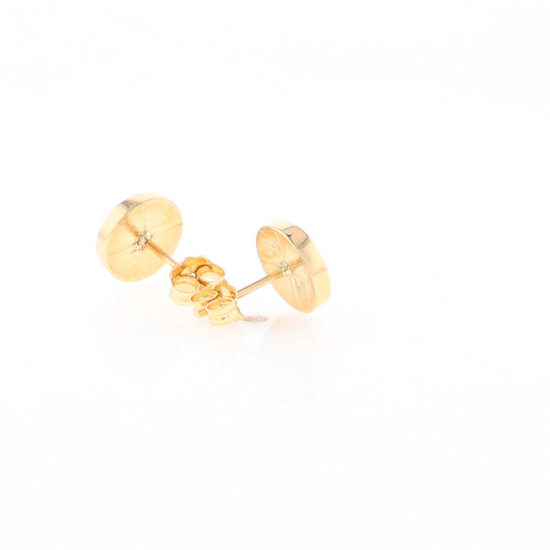 Gold Quartz Earrings 9mm Round Inlaid Studs - G2