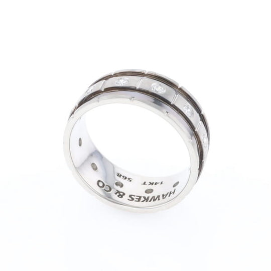 Contemporary Men's Comfort Fit Wedding Band With Diamonds