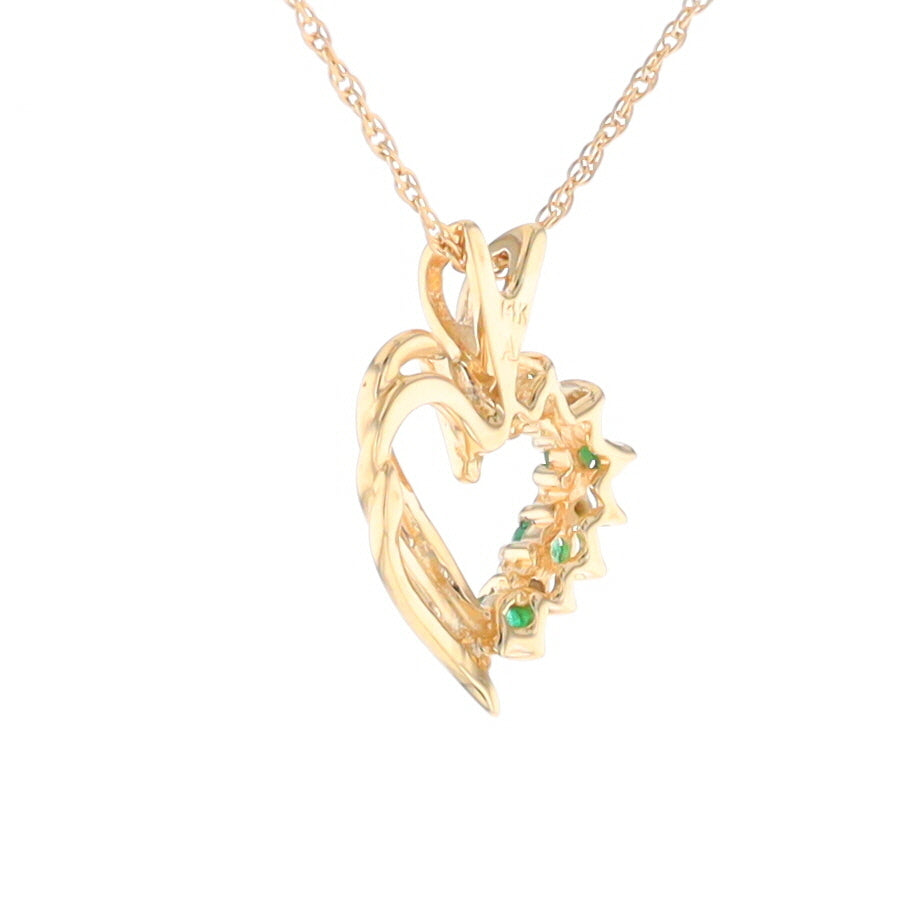 Open Heart Emerald and Diamond Pendant