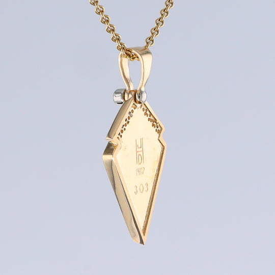 Opal Pendant Inlaid Kite Design with .19ctw Round Diamonds