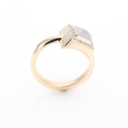 Meteorite Ring Square Inlaid Halo .14ctw Diamonds Design