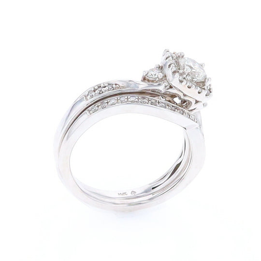 Diamond Wedding Set with Matching Shadow Band