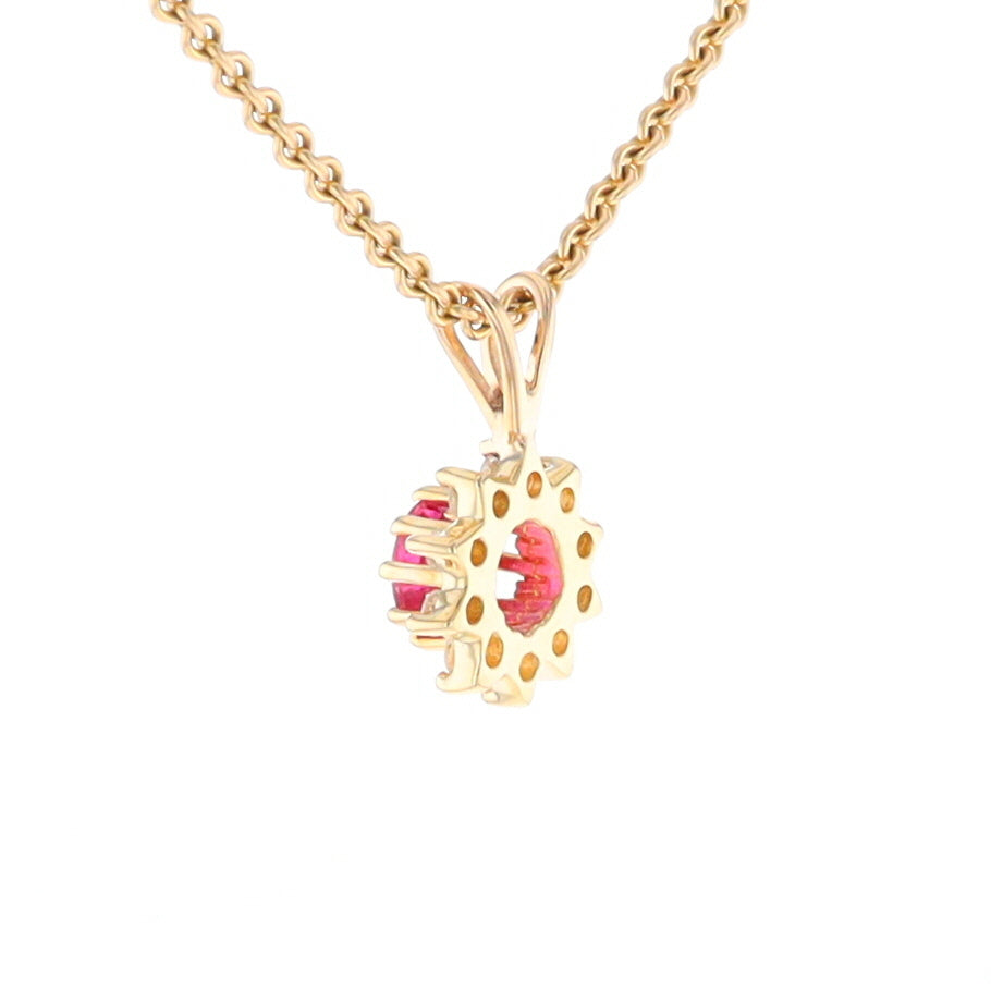 Ruby Pendant with Diamond Halo