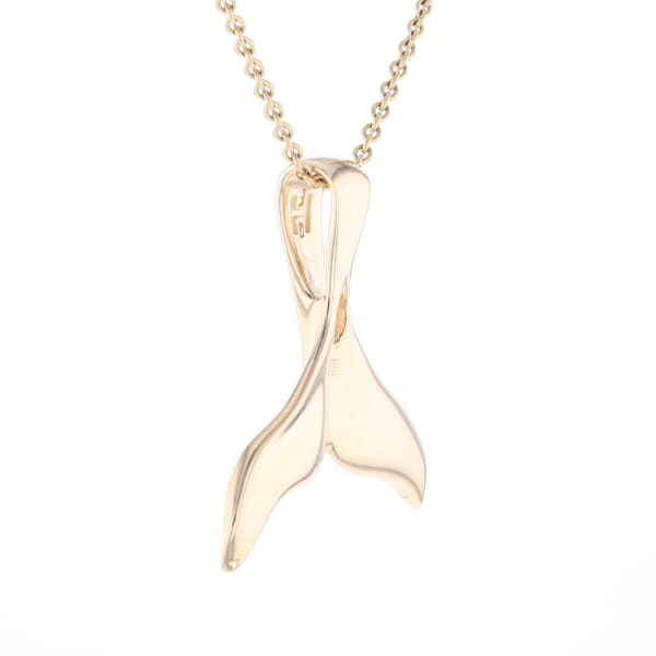 Whale Tail Natural Gold Quartz Single Side Inlaid Pendant