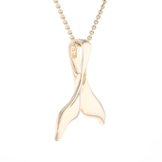Whale Tail Natural Gold Quartz Single Side Inlaid Pendant