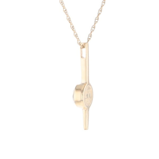 Gold Quartz Necklace Bar Design Round Fine Quality Inlaid Pendant