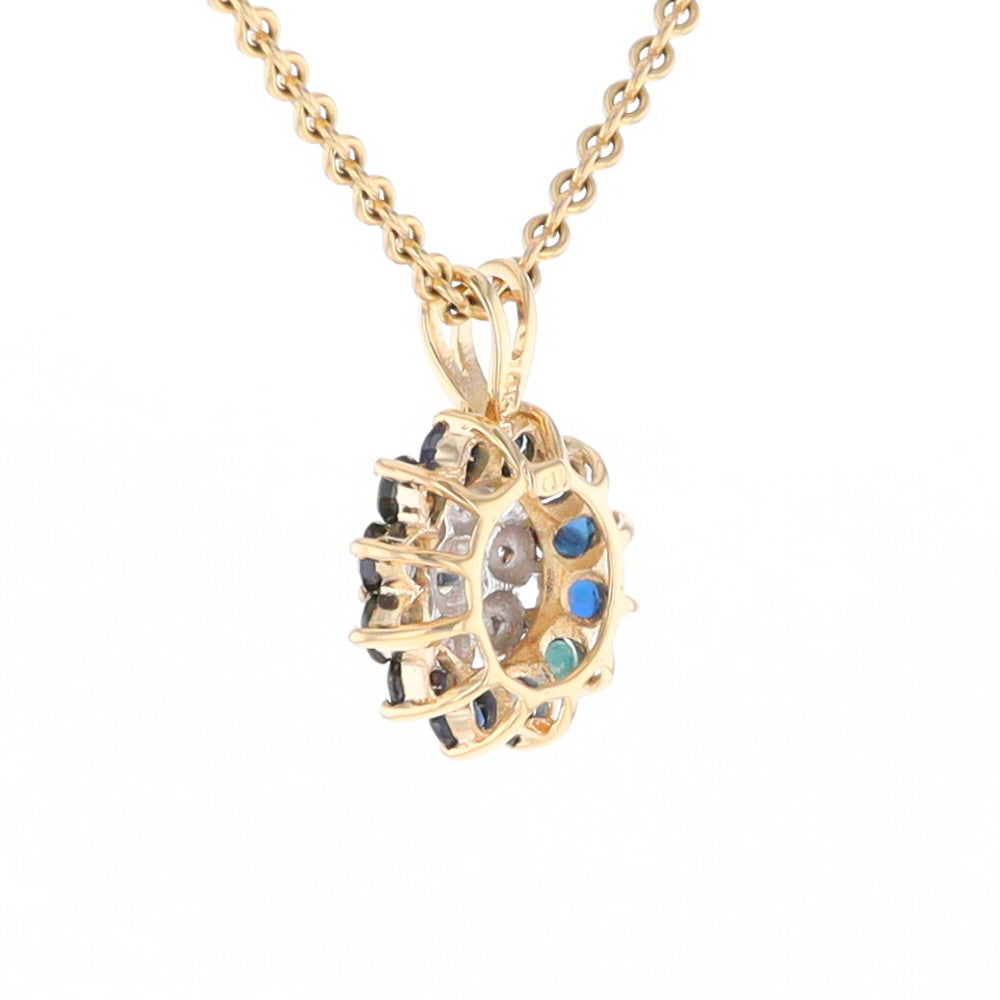 Round Diamond & Sapphire Cluster Pendant