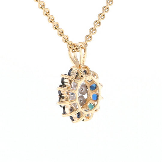 Round Diamond & Sapphire Cluster Pendant