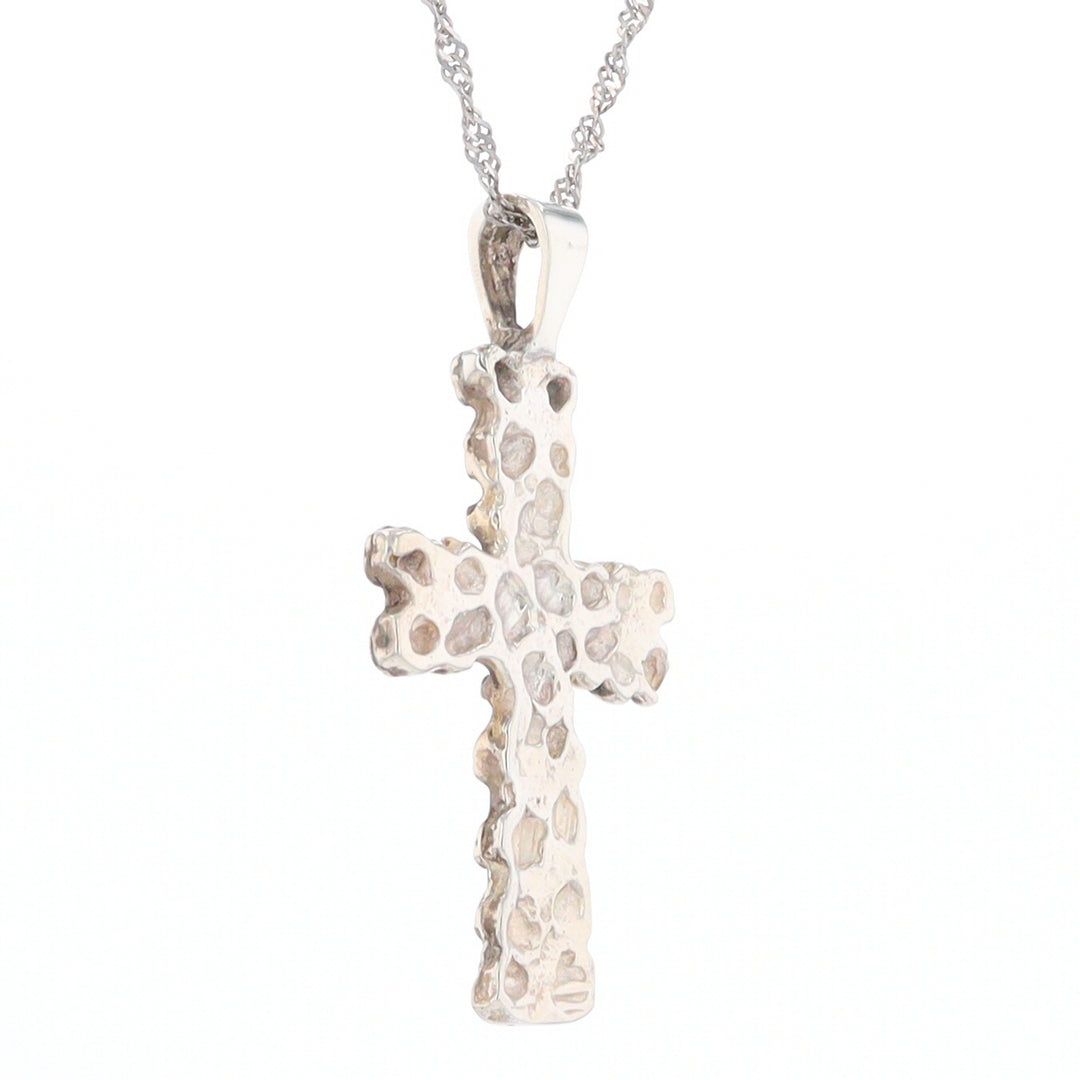 Sterling Silver Nugget Pattered Cross Pendant