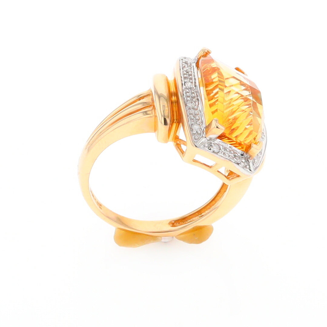 Fancy Cut Citrine Diamond Halo Ring