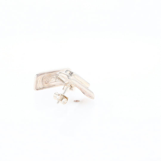 Gold Quartz Inlaid Rectangle Stud Earrings - G3