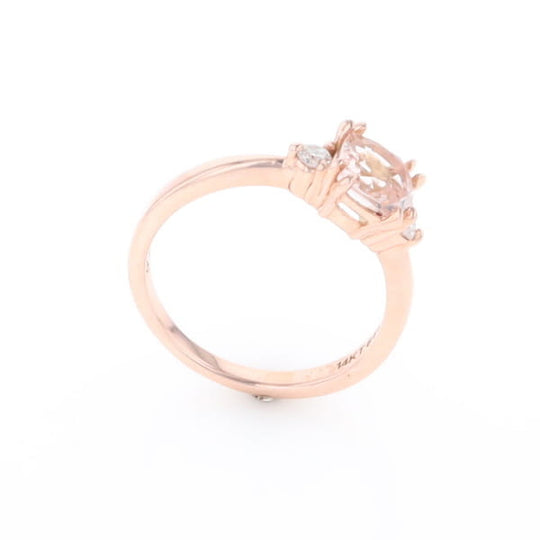 Morganite 1ct Cushion Cut  and Diamond Three Stone Engagement Ring