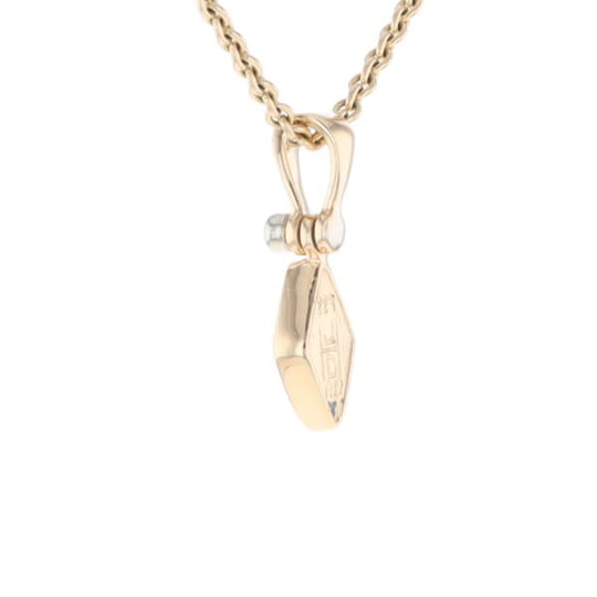 Gold Quartz Necklace Diamond Shape Inlaid Pendant with .02ct Diamond