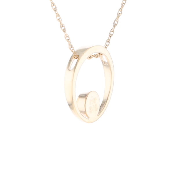 Gold Quartz Pendant Open Circle Design Round Inlay Pendant