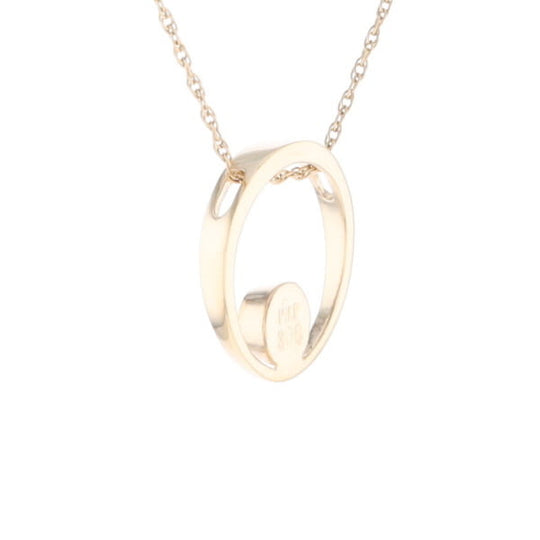 Gold Quartz Pendant Open Circle Design Round Inlay Pendant