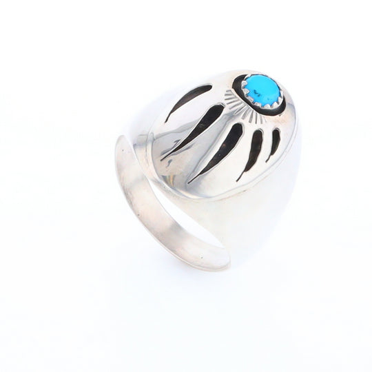 Mens Native Turquoise Bear Claw Ring