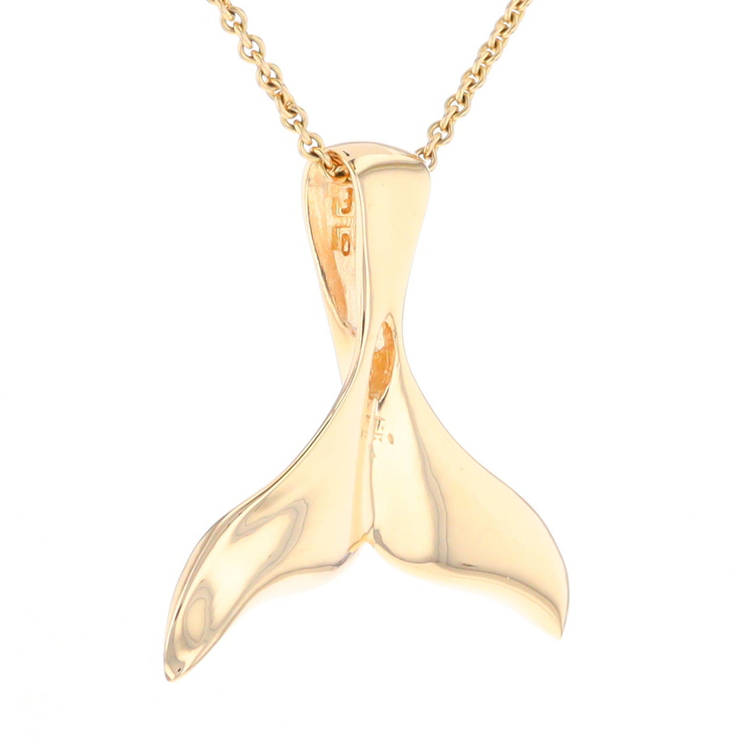 Whale Tail Natural Gold Quartz Single Side Inlaid Pendant