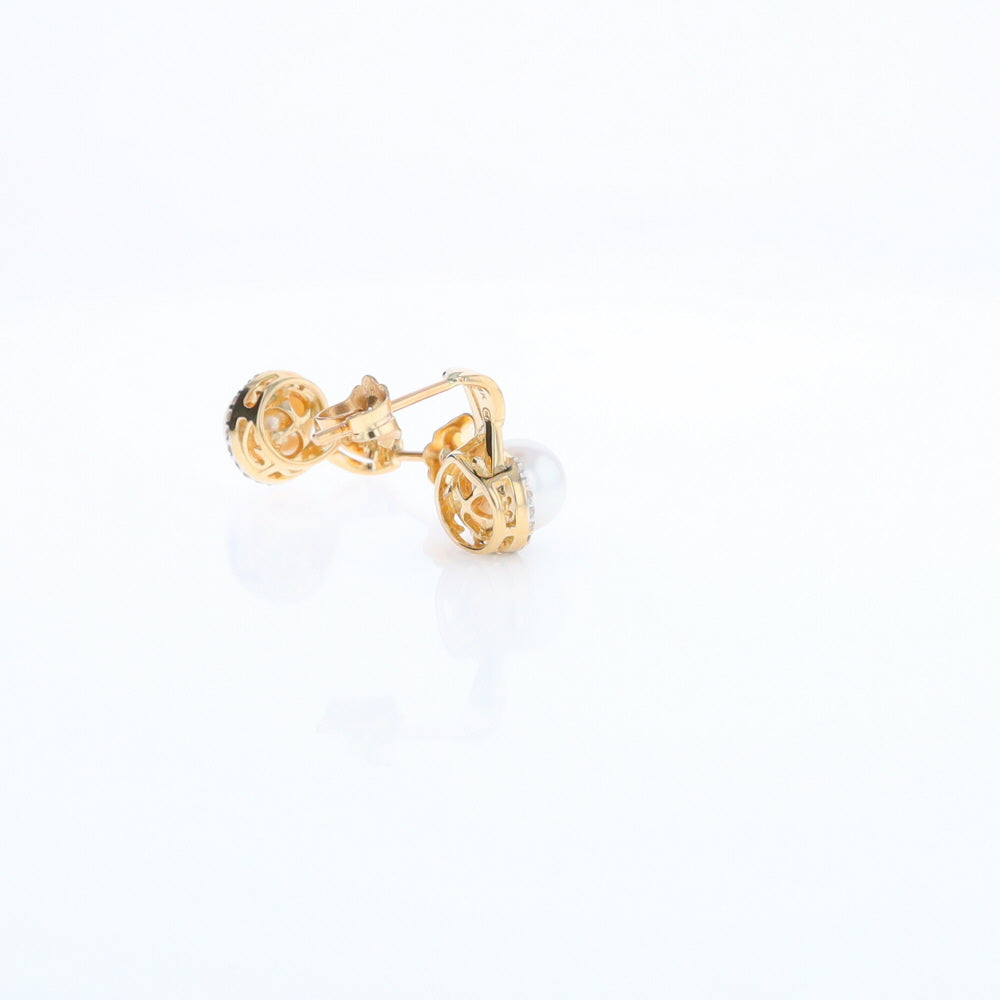 Pearl Drop Earrings with Diamond Halos
