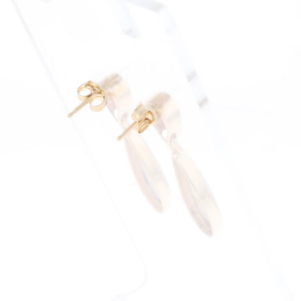 Gold Quartz Earrings Tear Drop Inlaid Design