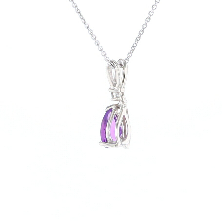 Amethyst Pear Ribbon Necklace